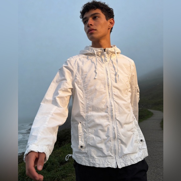Eddie Bauer Other - Eddie‎ Bauer Lightweight Hooded Utility Jacket Cotton Stretch White Men’s L Tall